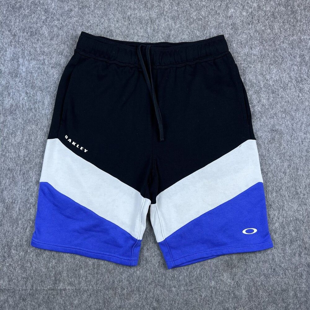 Oakley Men's Shorts Fleece Color Block Blue Black White 9" Inseam Size Large